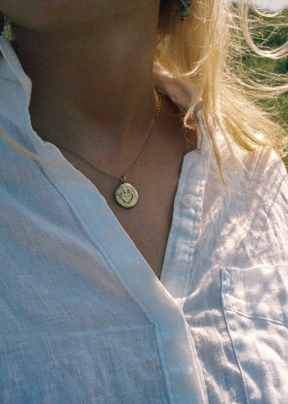 'Smiley Face' Pendant Necklace | Gold