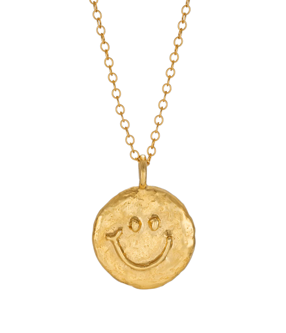 'Smiley Face' Pendant Necklace | Gold