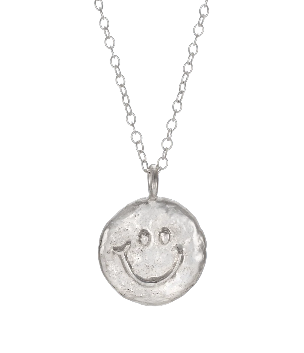 'Smiley Face' Pendant Necklace | Sliver