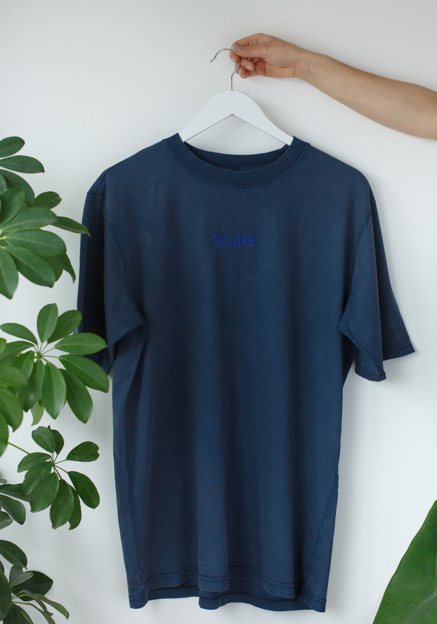 FIGURE Washed Blue Embroidered Tee