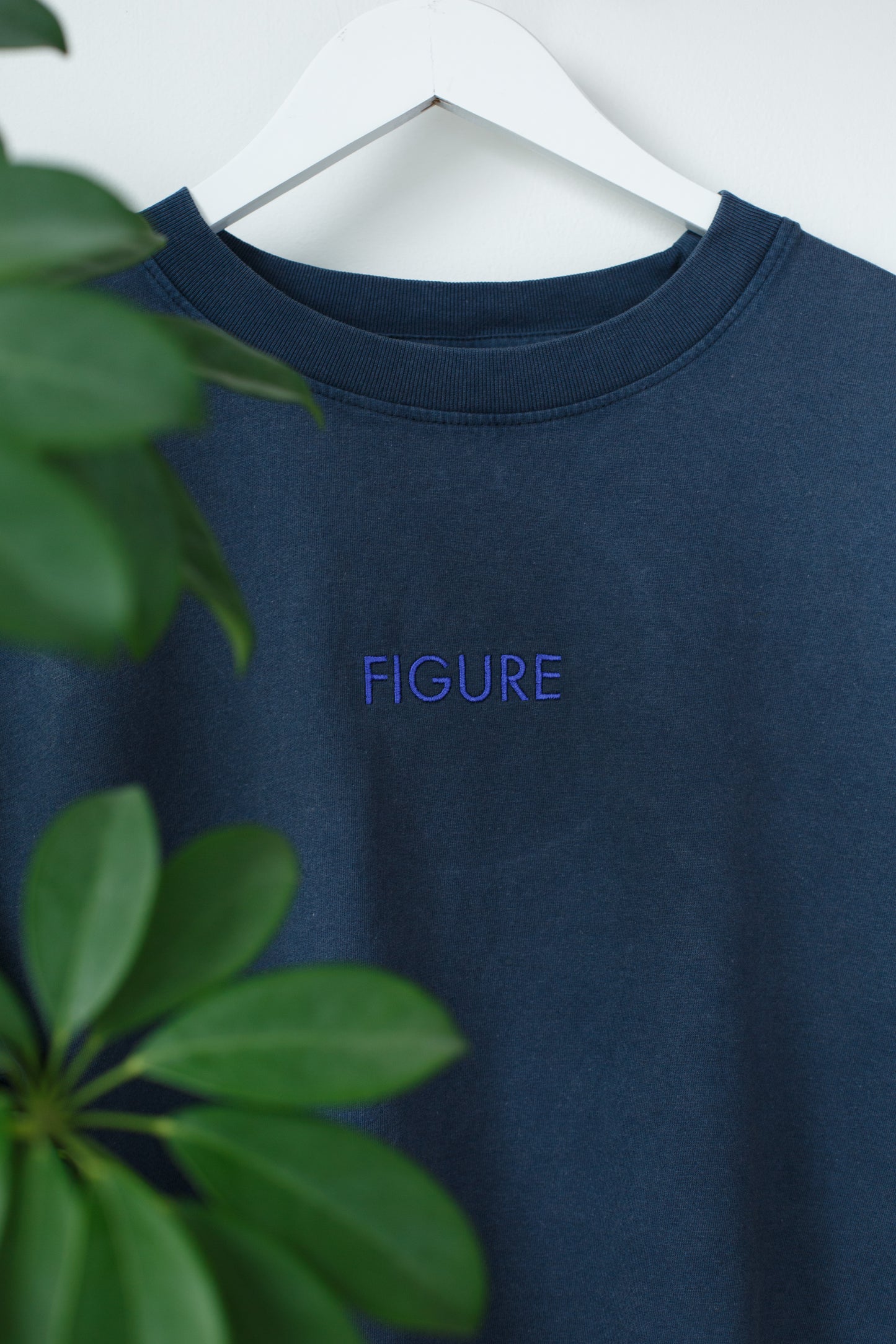 FIGURE Washed Blue Embroidered Tee